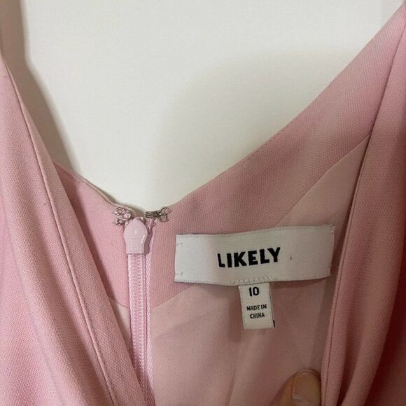 LIKELY pink delancey v neck flare mini dress size US 10 $178 - Picture 5 of 8